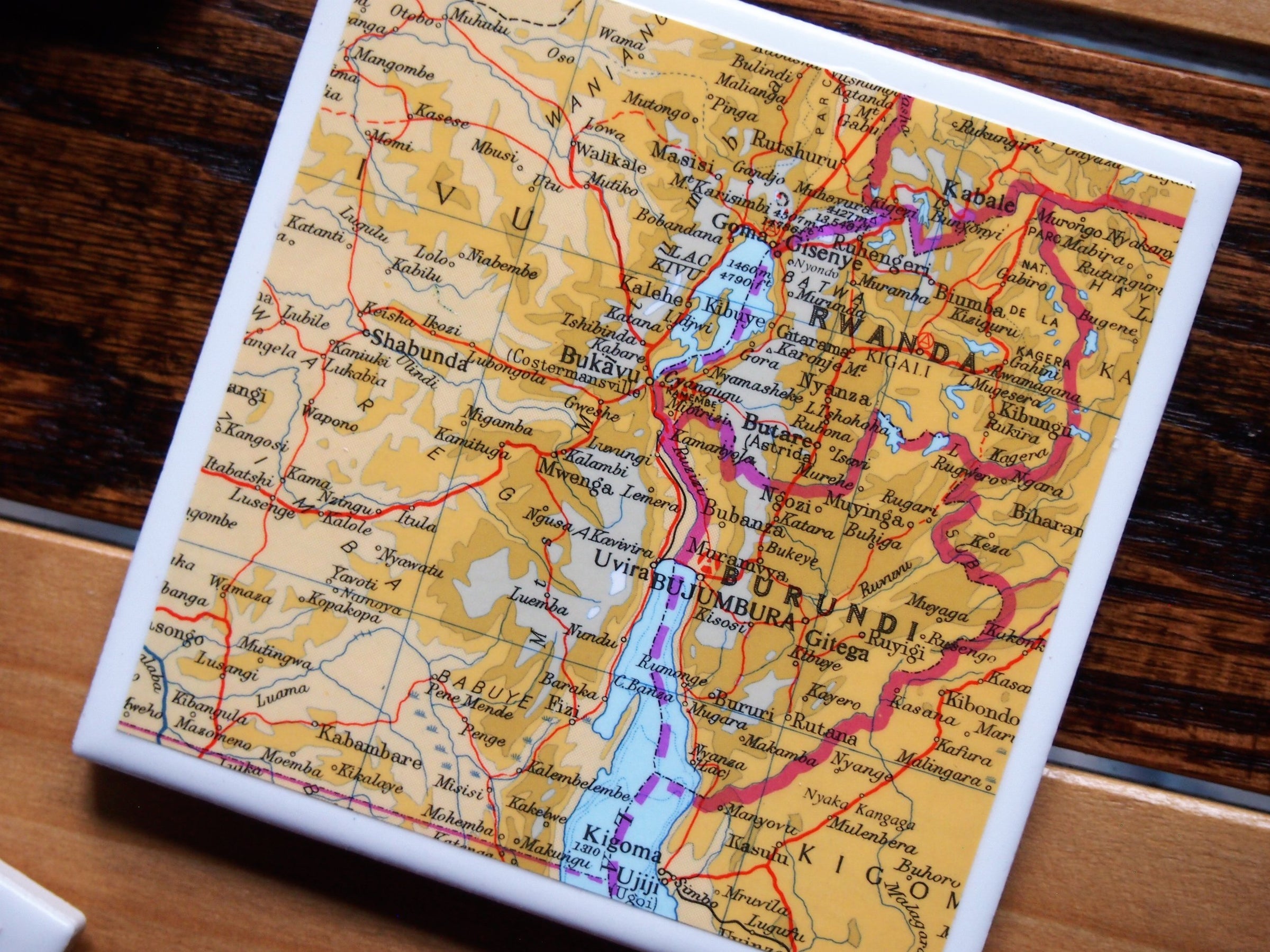 Rwanda & Burundi 1990 Map Coaster | All Mapped Out
